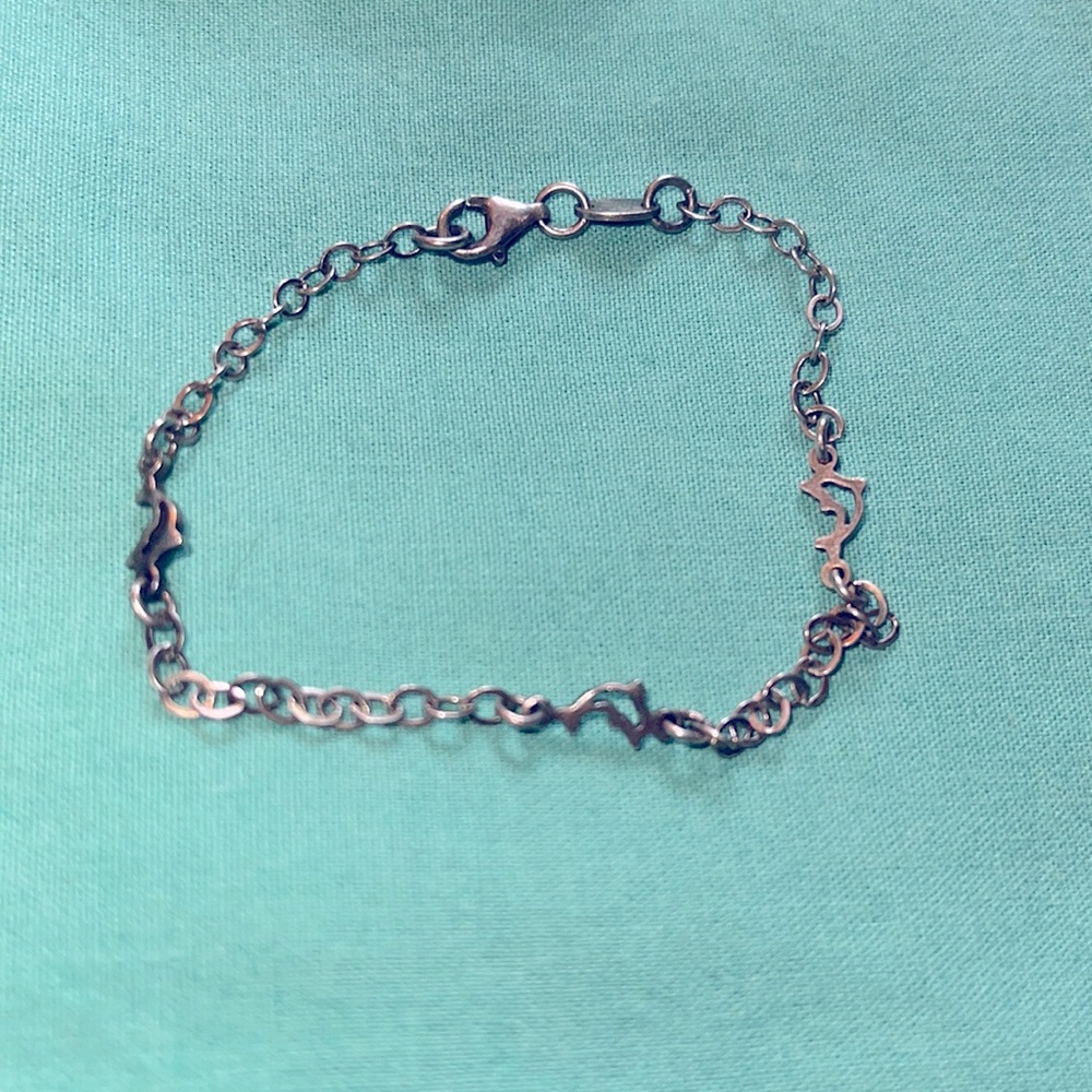 Sterling silver dolphin link bracelet